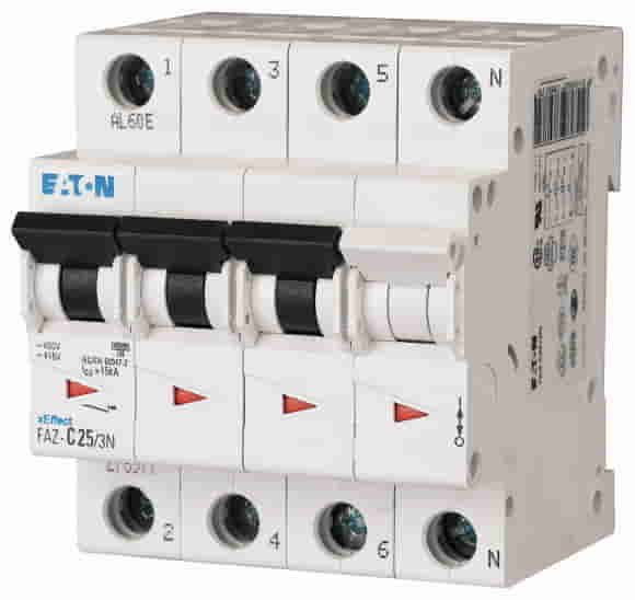 Eaton Moeller FAZ-C16/3N MCB, 16A, C-type, 3-Pole+N, 15kA - 278975