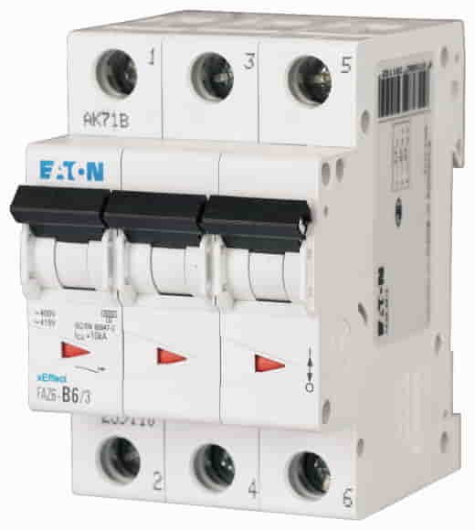Eaton Moeller FAZ6-D10/3 MCB, 10A, 3-Pole, D-Type, 6kA - 168080