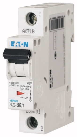 Eaton Moeller FAZ6-D63/1 MCB, 63A, 1-Pole, D-Type, 6kA - 168069